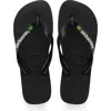 Havaianas Black Brasil Logo Flip Flops In Black/black