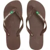 Havaianas Brazil Logo Flip Flop In Dark Brown/white