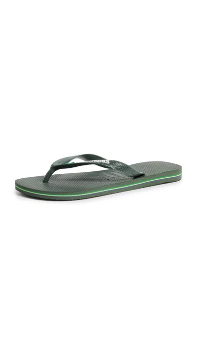 Havaianas Brazil Logo Sandals Green Olive