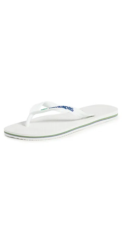 Havaianas Womens White Brasil-flag And Logo Rubber Flip-flops In Brazil White