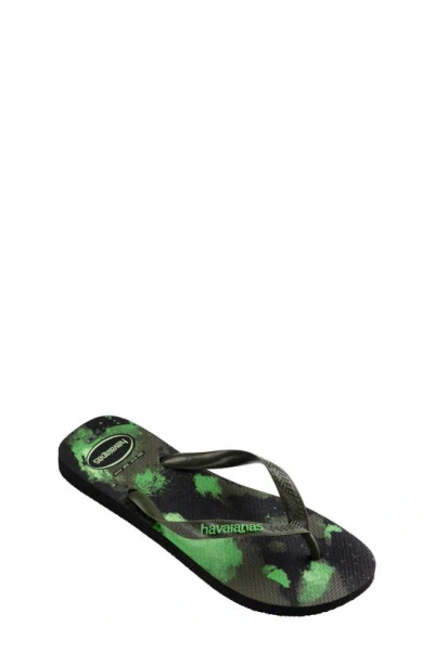 Havaianas Kids' Camo Print Flip Flop In Black/ Moss