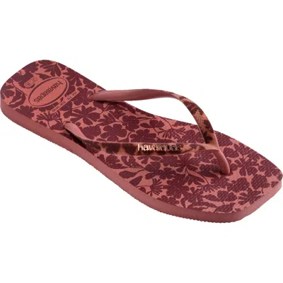 Havaianas Flocked Strap Flip Flop In Canyon Clay