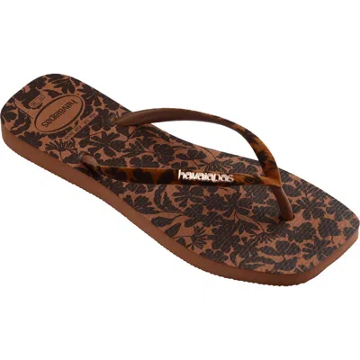 Havaianas Flocked Strap Flip Flop In Rust/rust