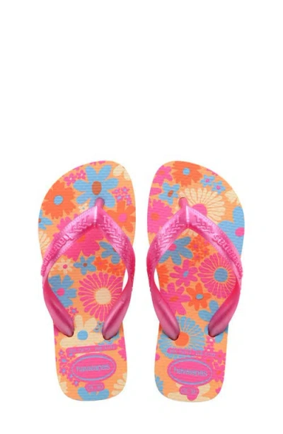 Havaianas Kids' Flores Flip Flop In Peach