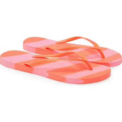 Havaianas Fun Slim Flip Flop In Neon Coral