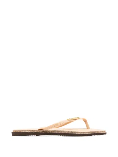 Havaianas Glitter-detail Logo-plaque Flip Flops In Brown