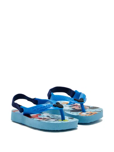 Havaianas Kids' Graphic-print Elasticated-strap Flip Flops In Blue