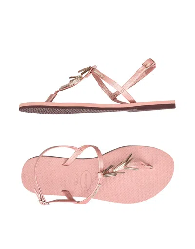 Havaianas Hav. You Riviera Maxi Woman Thong Sandal Blush Size 9/10 Textile Fibers In Pale Pink