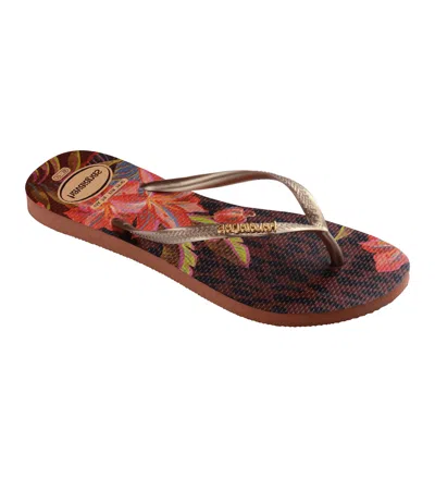 Havaianas Havainans Women's Slim Animal Floral Fusion Round Toe Sandals In Rust