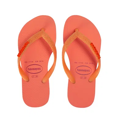 Havaianas Havainas Slim Glitter Neon Coral Spark In Gold