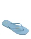 Havaianas Slim Square Logo Flip Flop In Lavender Blue