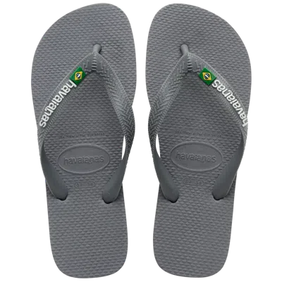 Havaianas Kids Brasil Logo Steel Grey In Multi
