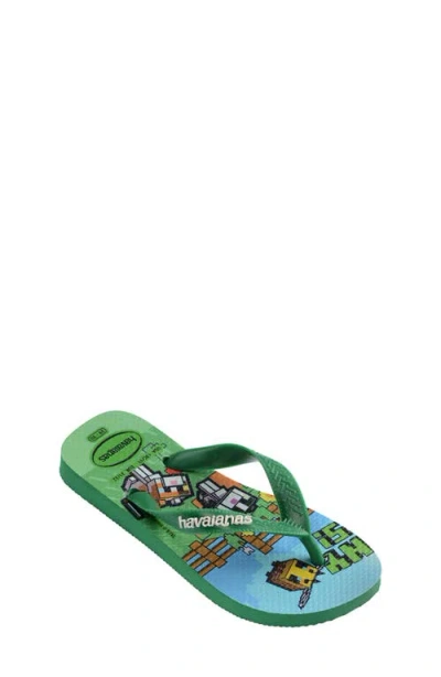 Havaianas Kids' Minecraft Flip Flop In Green
