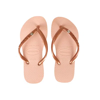 Havaianas Kids Slim Crystal Sw Ii Ballet Rose In Animal Print