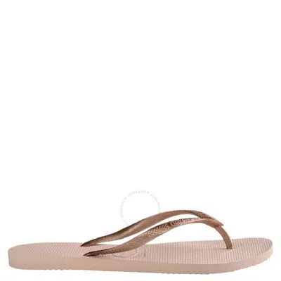 Havaianas Kids Slim Embossed Logo Rubber Flip Flop In Pink