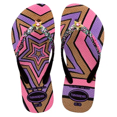 Havaianas Kids Slim Glitter Star Pink In Multi