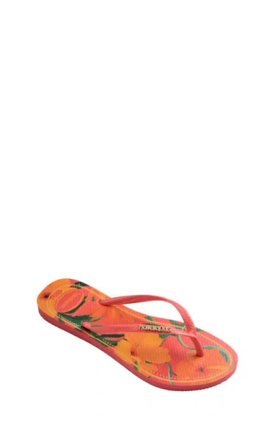 Havaianas Kids' Slim Tropical Floral Flip Flop In Pink