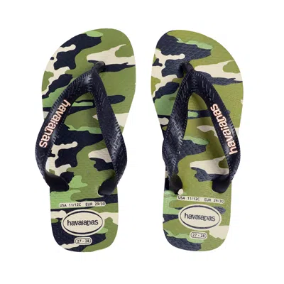 Havaianas Kids Top Camu Flip Flops Beige/black In Green