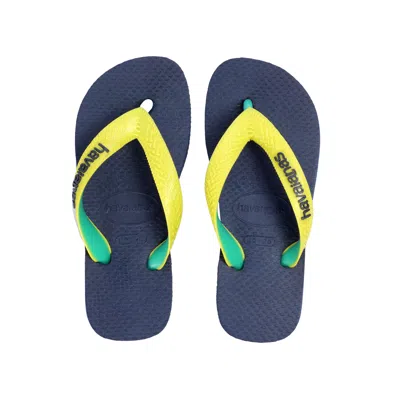Havaianas Kids Top Mix Flip Flops Navy/yellow In Blue