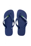 Havaianas Men Brasil Logo Flip Flops Navy Blue In Blue