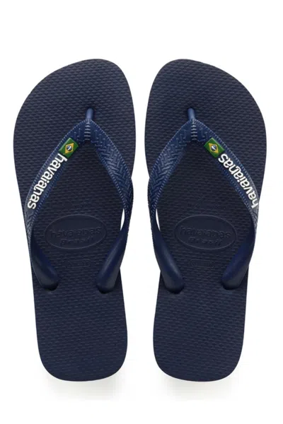 Havaianas Men Brasil Logo Flip Flops Navy Blue