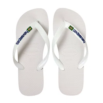 HAVAIANAS MEN BRASIL LOGO WHITE FLIP FLOPS