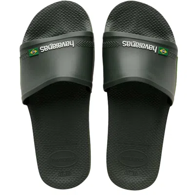 Havaianas Mens Brasil Sliders Black In Green