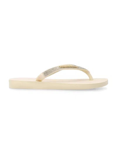 Havaianas Mini Top Glow Crystal-strap Flip-flops With Textured Footbed In Neutral