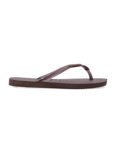 Havaianas Modern Split-toe Mini Flip-flops In Dark Brown