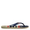 Havaianas Nautical Slim Stripe Flip Flops In Blue/beige
