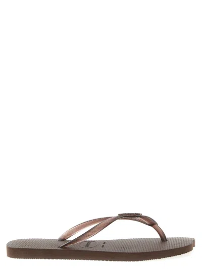 Havaianas Women S Slim Split Flip Flops Dark In Brown