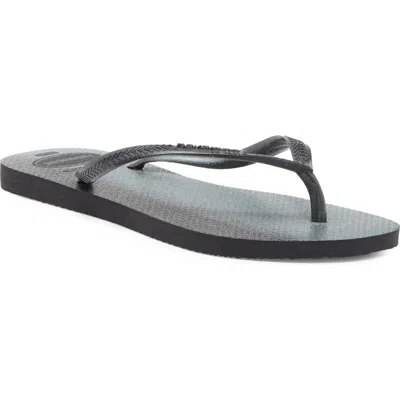 Havaianas Ombré Slim Gloss Flip Flop In Black/ Black