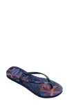 Havaianas Slim Animal Floral Fusion Flip Flop In Navy Blue
