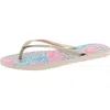 Havaianas Slim Animal Floral Womens Metallic Flip-flops In Beige