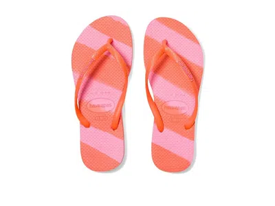 Havaianas Slim Color Fun Women's Sandals Neon Coral: Eu 39-40 (us Men's 7-8 - Women's 9-10) M, Rubber In Pink