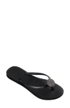 Havaianas Slim Crystal Flip Flop In Black