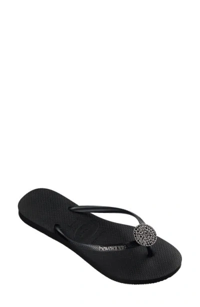 Havaianas Slim Crystal Flip Flop In Black