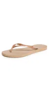 Havaianas Slim Crystal Flip Flops Rose Gold In Rose Gold