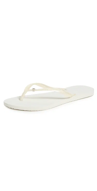 Havaianas Slim Crystal Flip Flops White