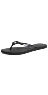 Havaianas Slim Crystal-embellished Rubber Flip-flops In Black