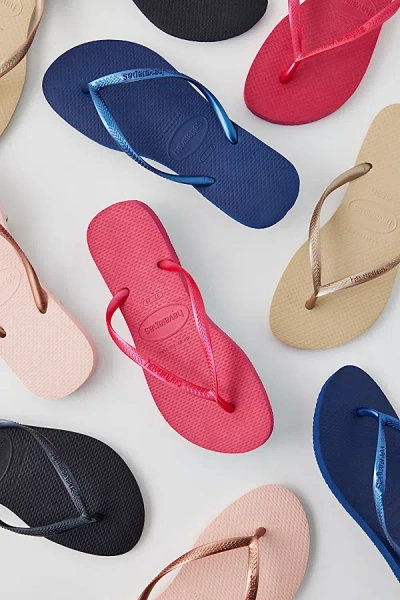 Havaianas Slim Flip Flop Sandal In Pink Fever, Women's At Urban Outfitters In Multi