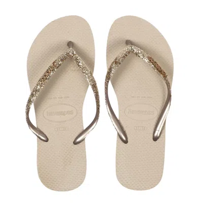 Havaianas Slim Glitter Ii Sand Grey In Neutral