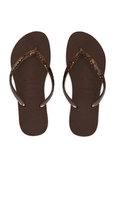 Havaianas Slim Glitter Ii 샌들 In Brown