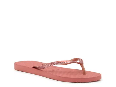 Havaianas Slim Glitter Iii Flip Flop In Dark Pink