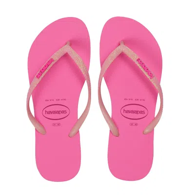 Havaianas Slim Glitter Neon Macaroon Pink In Pattern