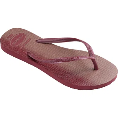 Havaianas Slim Gloss Flip Flop In Amaranth