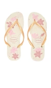 Havaianas Slim Flip Flop In Beige & Golden