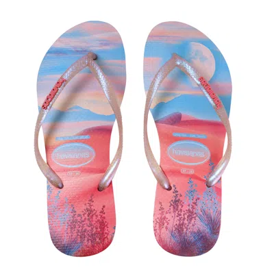 Havaianas Slim Paisage Macaroon Pink In Blue