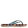 Havaianas Slim Patchwork Stripe Flip Flops In Beige
