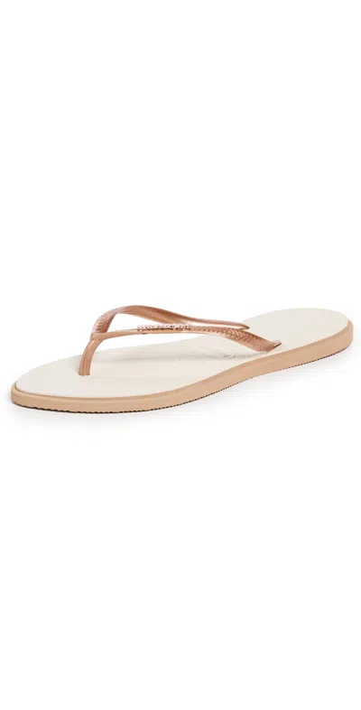 Havaianas Slim Point Flip Flops Rose Gold/beige